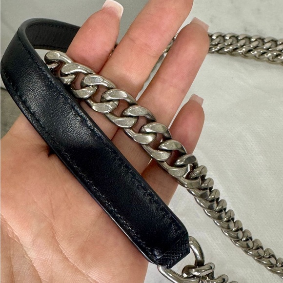 Prada Navy Leather Crossbody Bag with Silver Chain - Picture 6 of 9